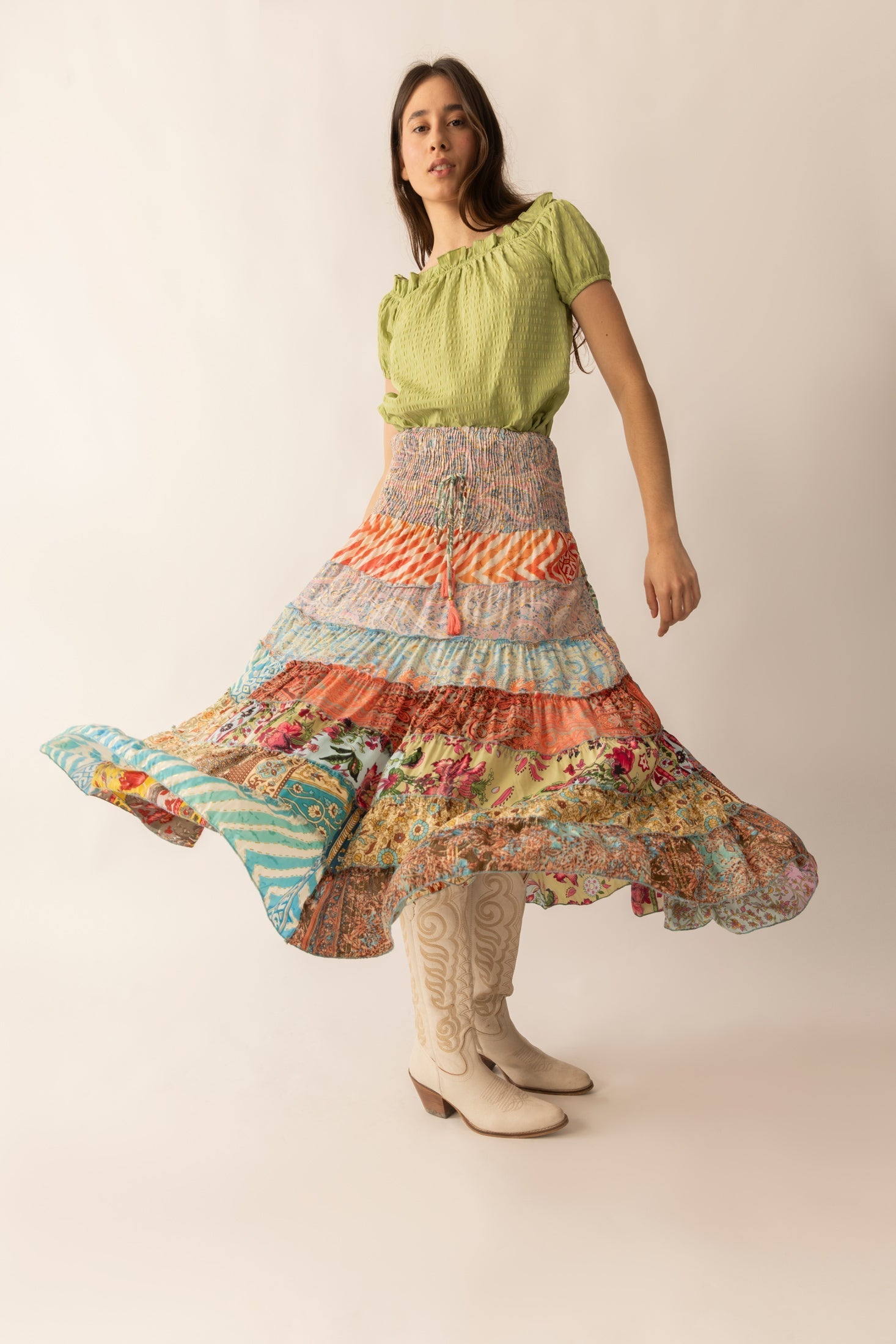 Cassandra Patchwork Skirts In Multicolor/ Bottoms