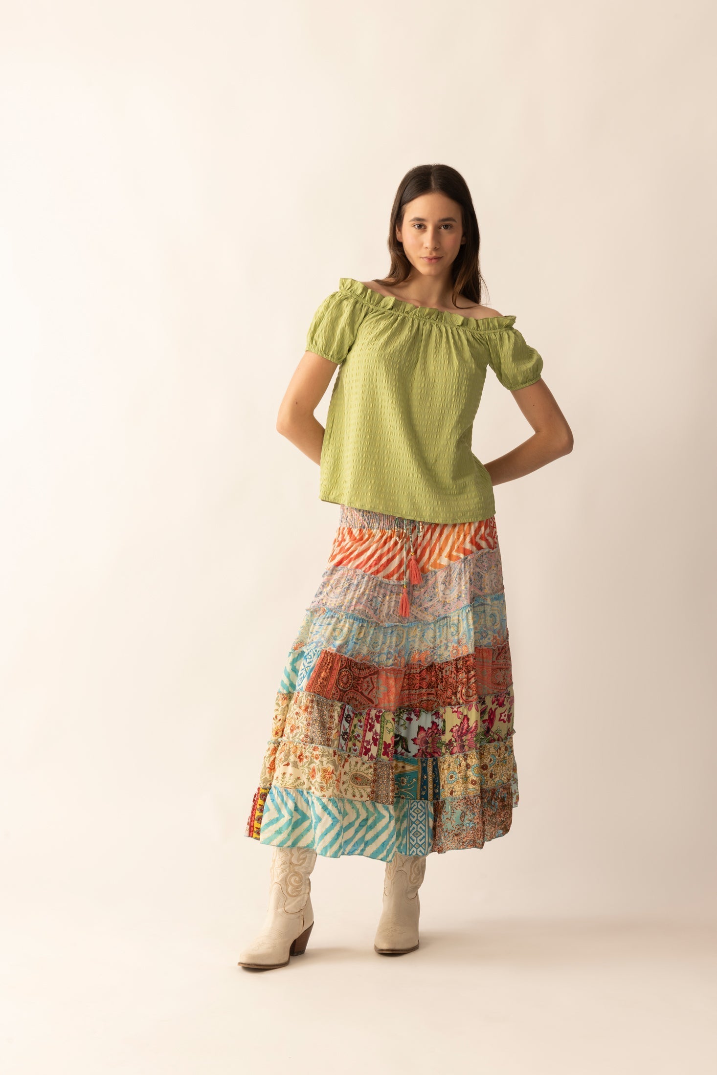 Cassandra Patchwork Skirts In Multicolor/ Bottoms