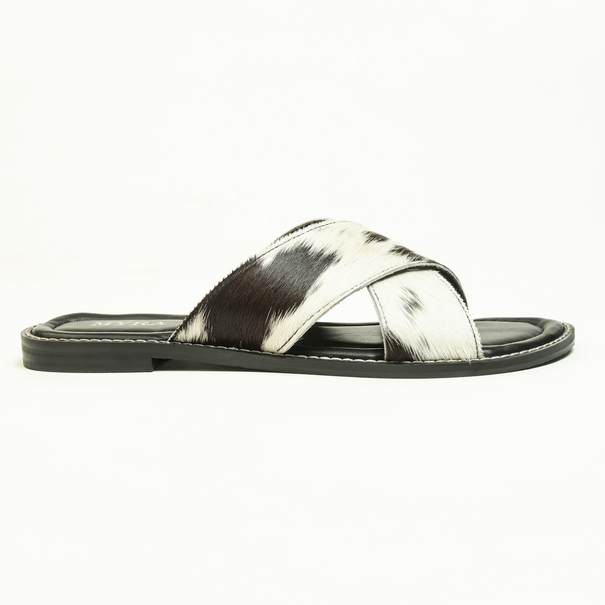 Myra El Paso Dawn Hairon Leather Sandals in Speckled White
