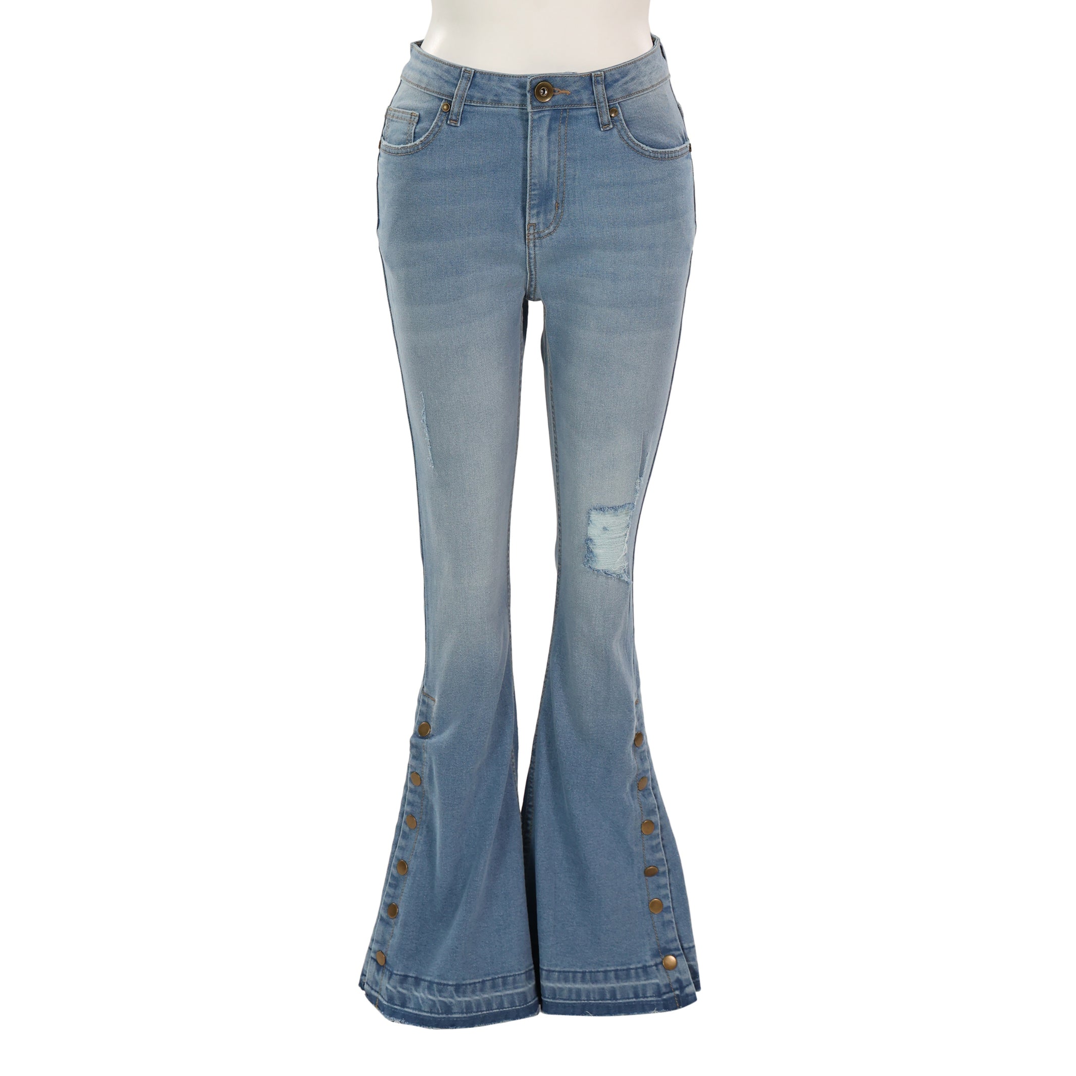 Regina Flared Button Accent Leg Jeans/ Bottoms