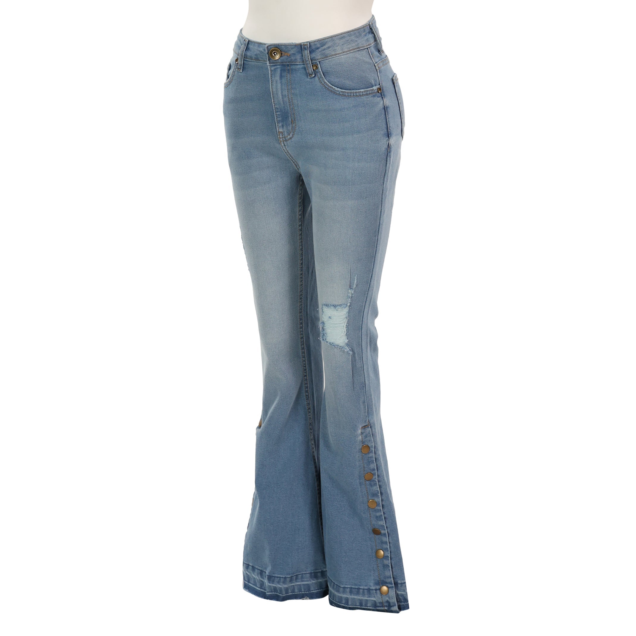 Regina Flared Button Accent Leg Jeans/ Bottoms