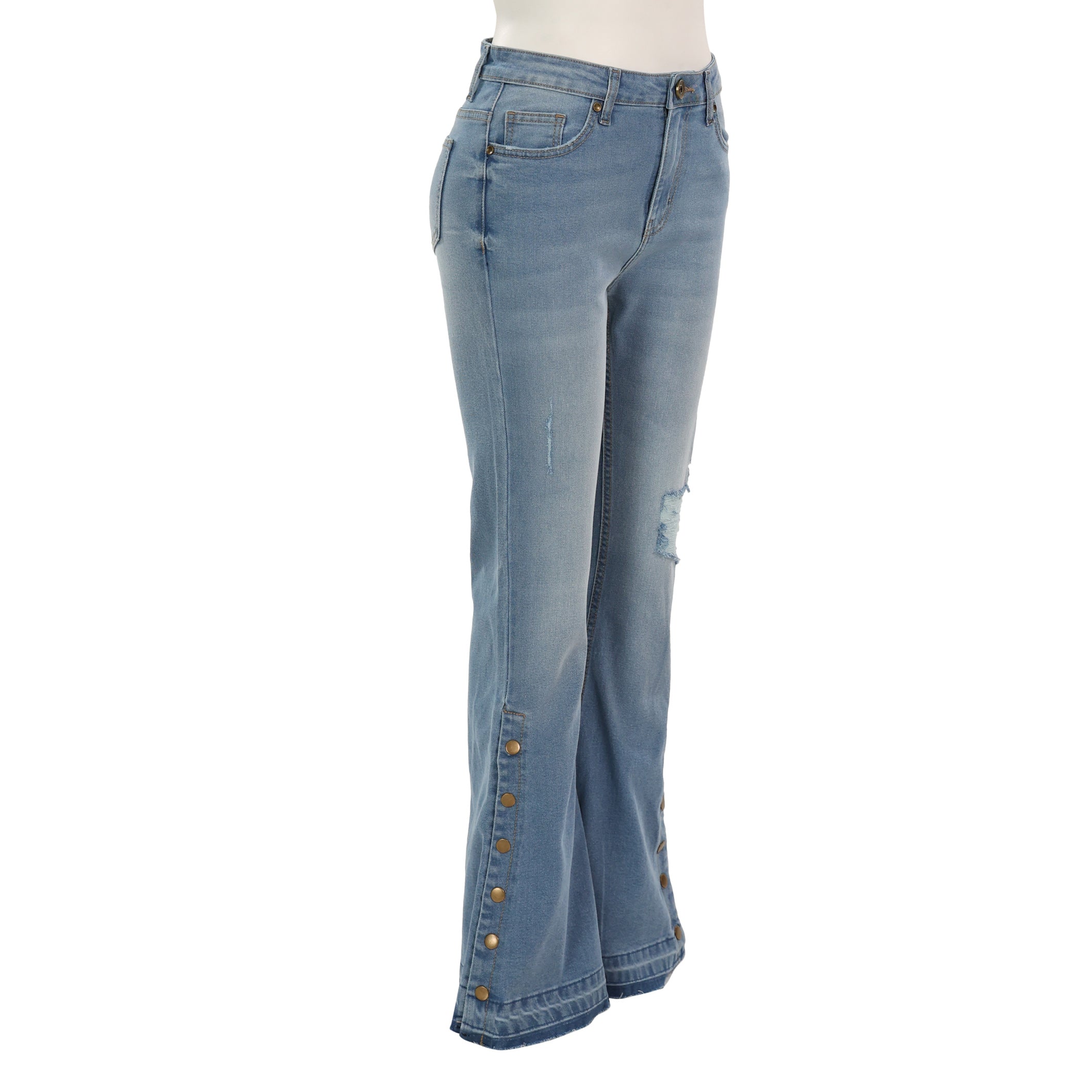 Regina Flared Button Accent Leg Jeans/ Bottoms
