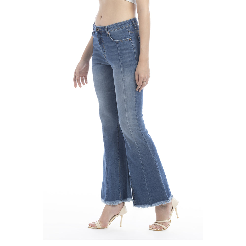 Viviana Length Stitch Accent Flared Leg Jeans/ Bottoms