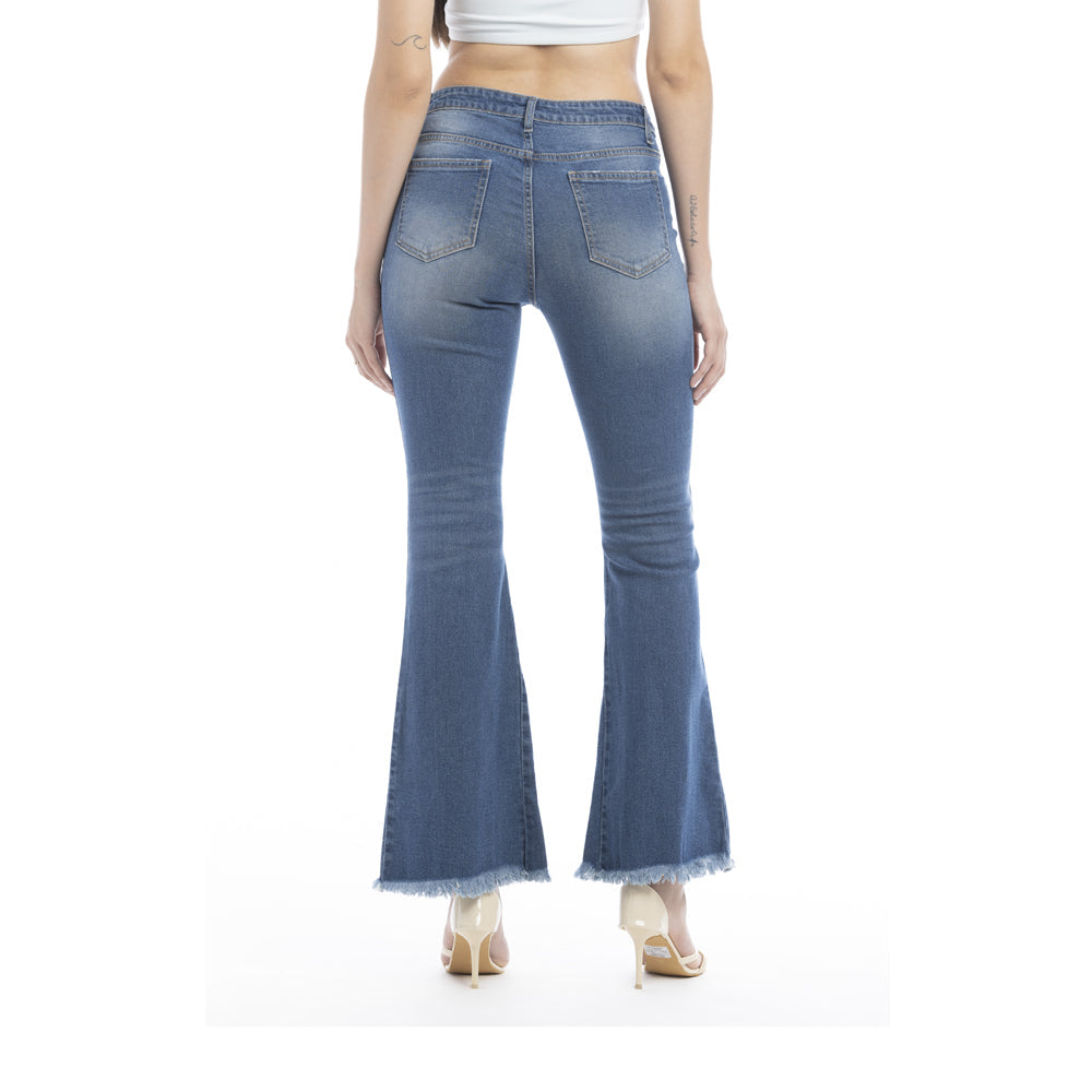 Viviana Length Stitch Accent Flared Leg Jeans/ Bottoms