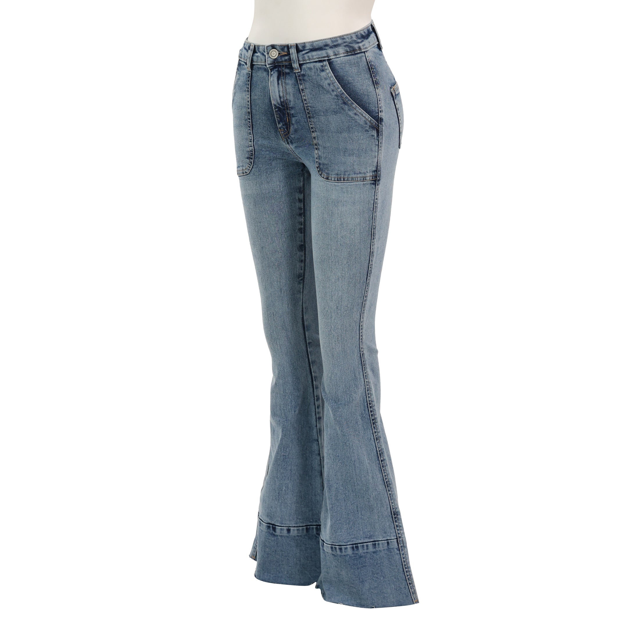 Raven Front Pocket Flared Jeans/ Bottoms