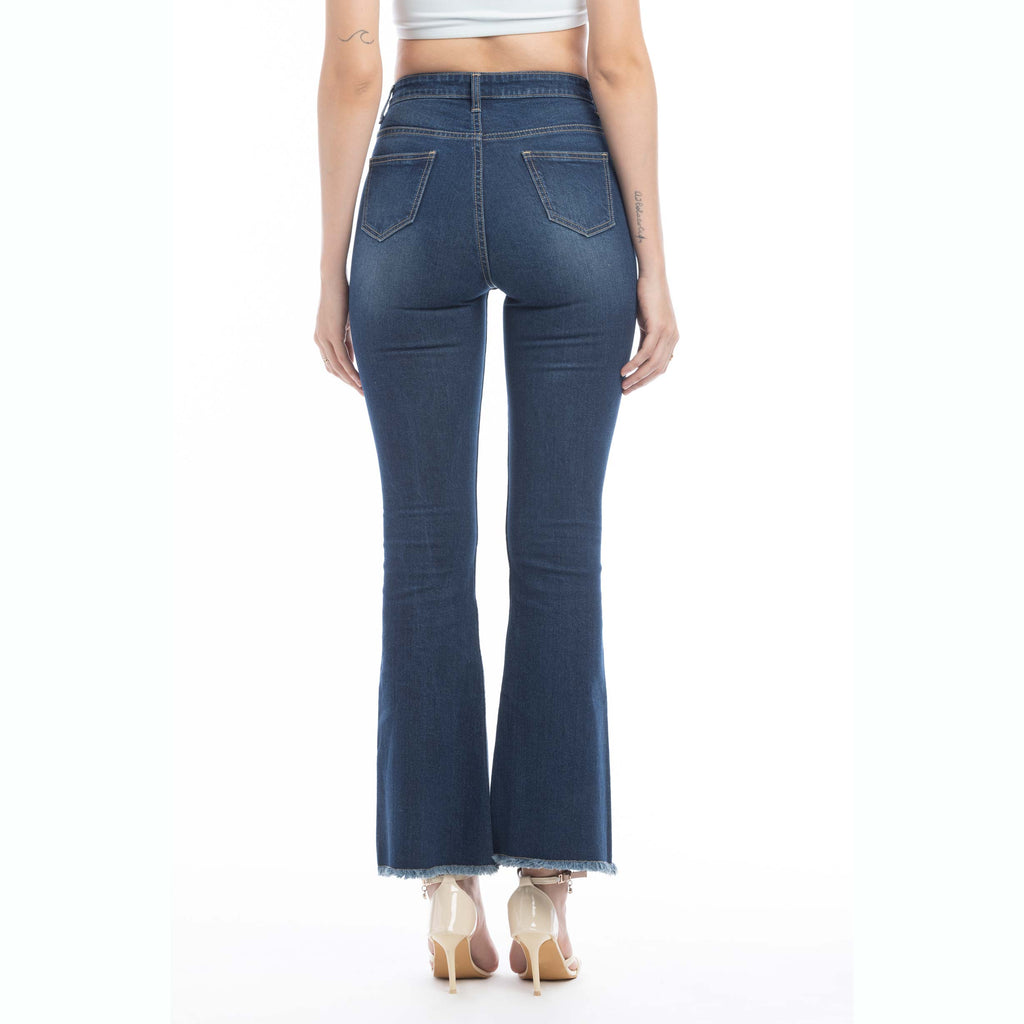 Jordan Distressed Frayed Hem Flared Jeans/ Bottoms