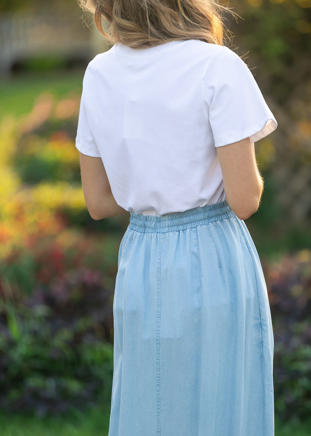 Cleo Chambray Tie Maxi Skirt/ Bottoms