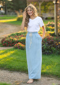 Cleo Chambray Tie Maxi Skirt/ Bottoms