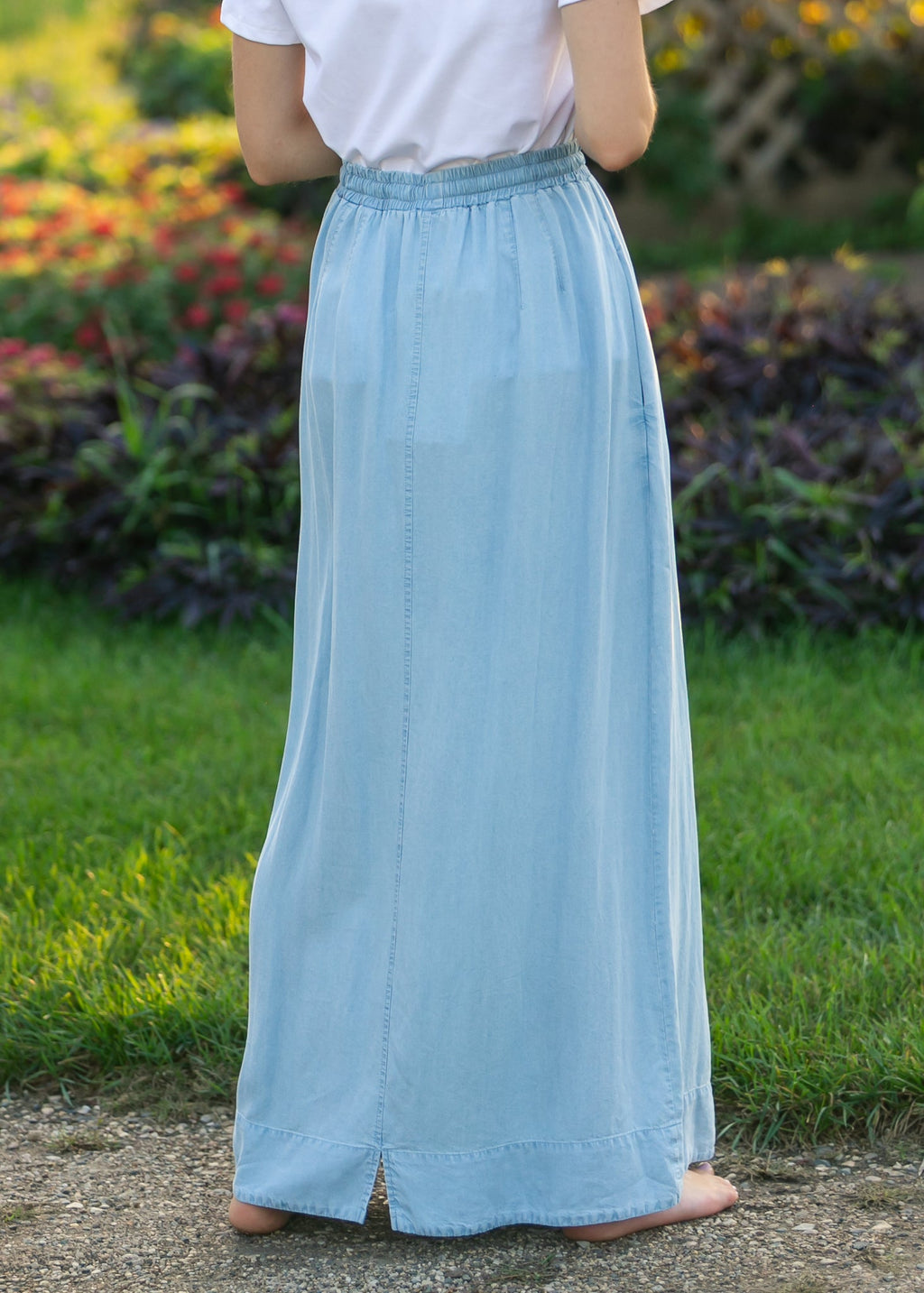 Cleo Chambray Tie Maxi Skirt/ Bottoms