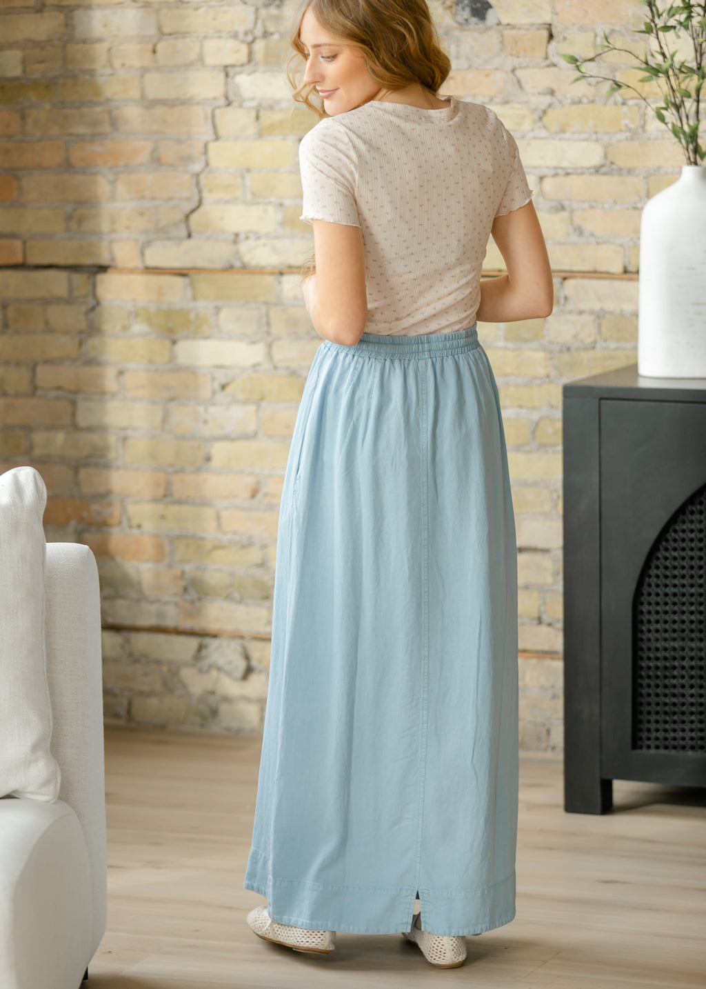 Cleo Chambray Tie Maxi Skirt/ Bottoms