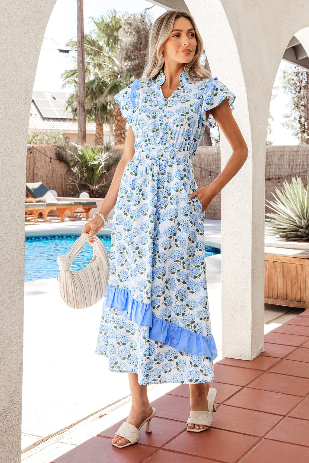 Eileen Flutter Sleeve Long Dress